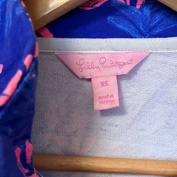 Lilly Pulitzer Vibrant Blue and Pink Quarter-Zip Pullover - Picture 2 of 5